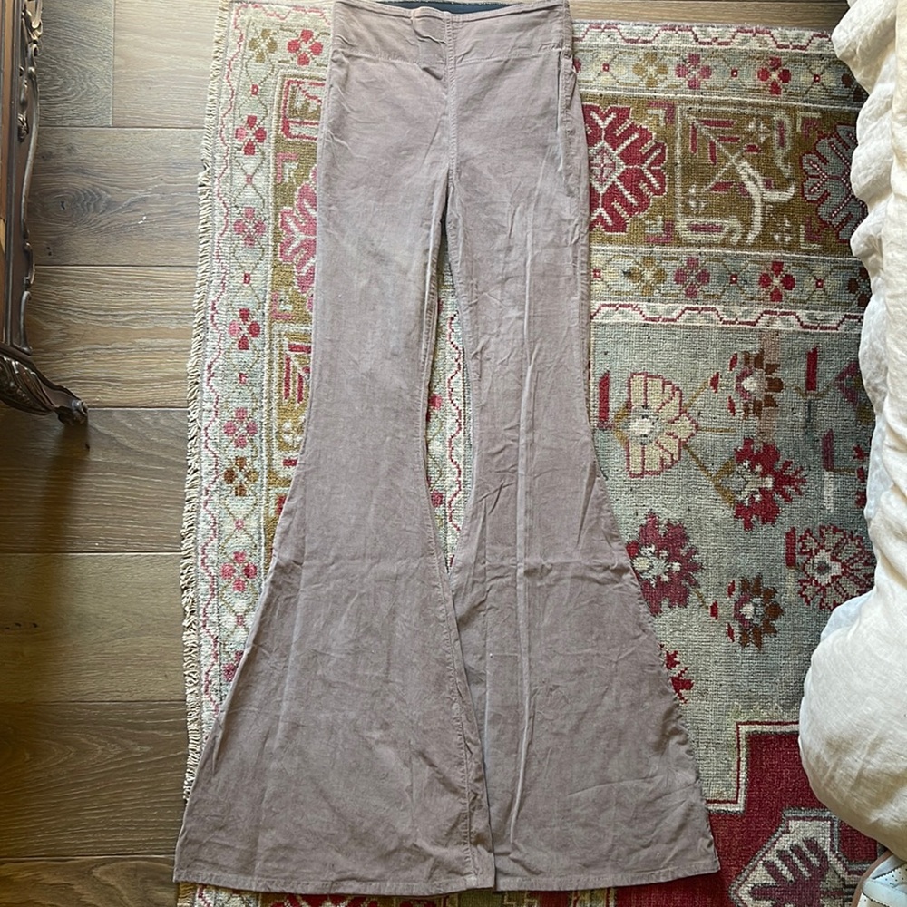 SHOW ME YOUR MUMU corduroy pull on flares in taupe.
